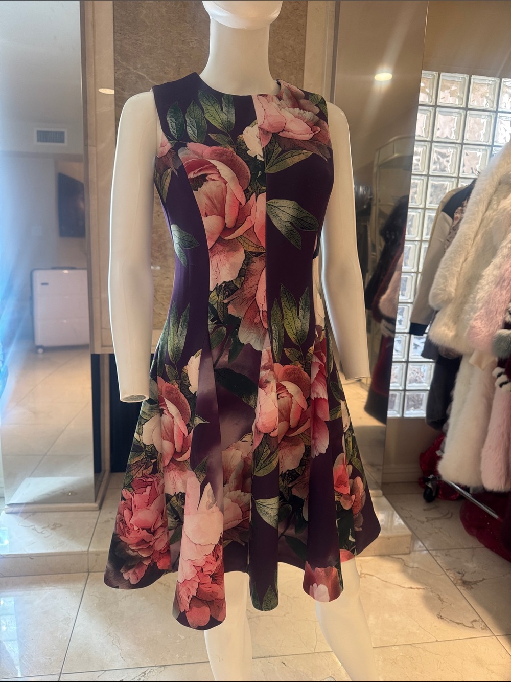 Calvin Klein Floral Scuba Fit & Flare Circle Sheath Dress